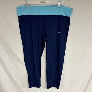 Nike Dri-Fit Leggings - Navy and Light Blue - Size 2X